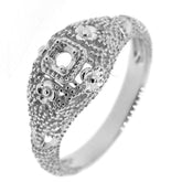 Art Deco Style Sterling Silver Semi Mount Ring Setting Round RD 3x3mm - Syzjewelry